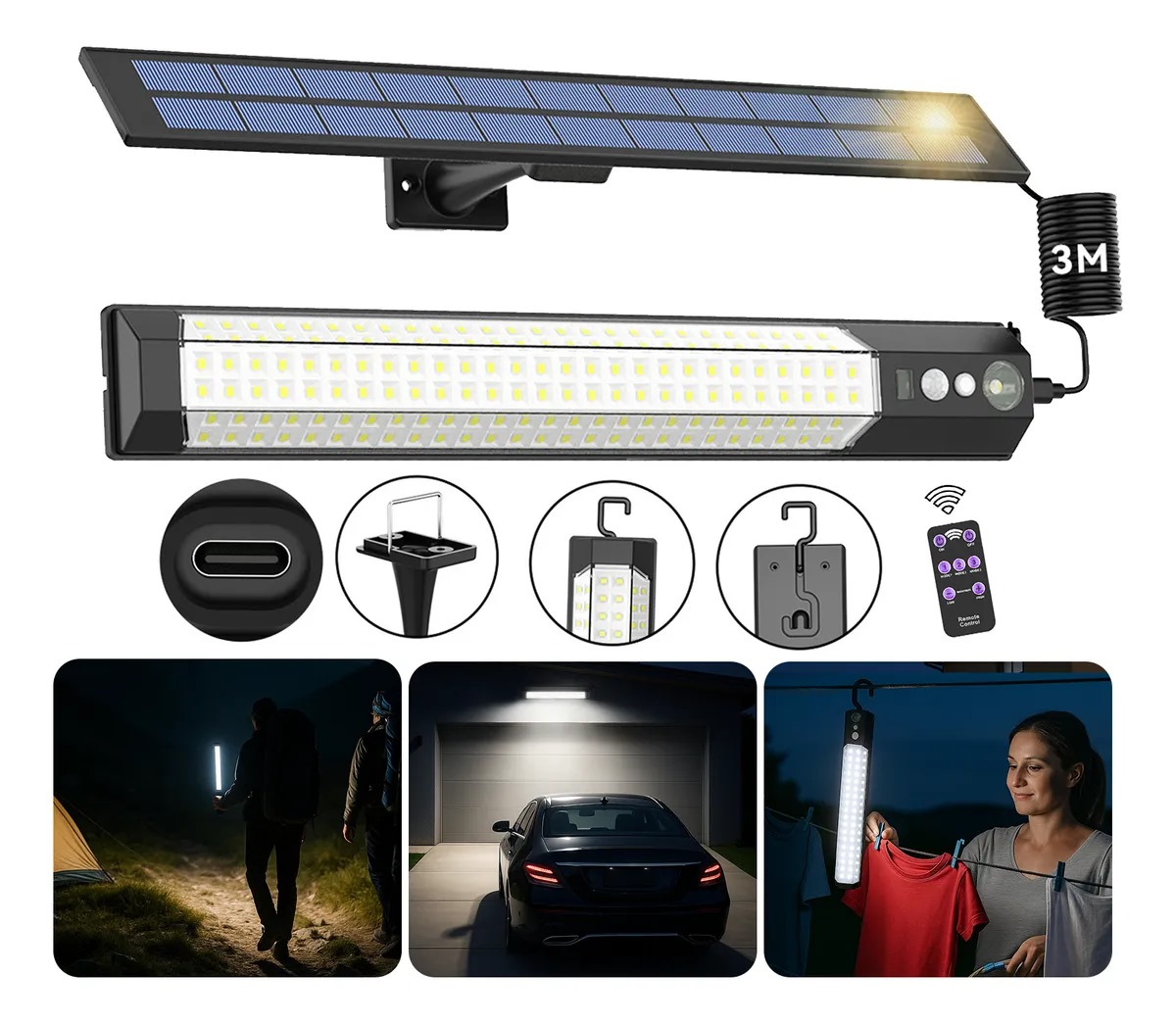 Lámpara Solar Exterior Para Pared Con Sensor Multifuncional